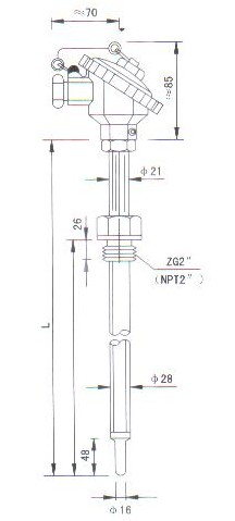 煙道、風道熱電偶(熱電阻)產品結構圖